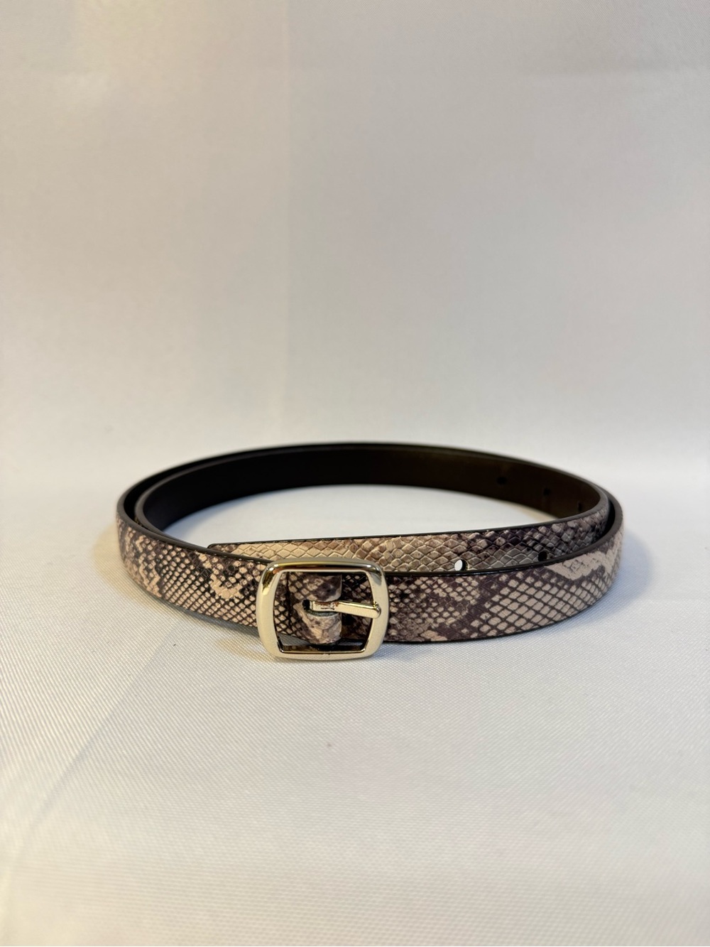 Snake Print Women's Skinny Belt - Black/Brown